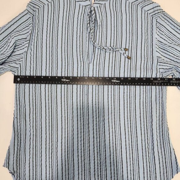 Free‎ People Rhythm Of The Night Tunic M Blue Striped Bishop Sleeves Oversized - Picture 6 of 11